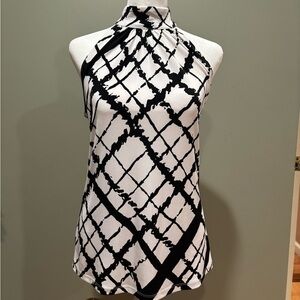 Michael Kors Black and White Halter Blouse
